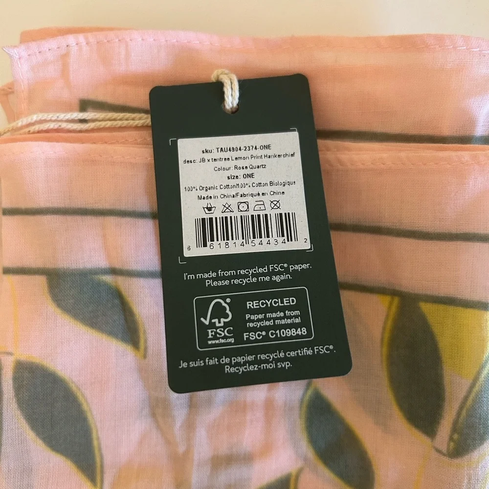 Tentree x Jilly Box Pink Lemon Print Scarf - Picture 3 of 4